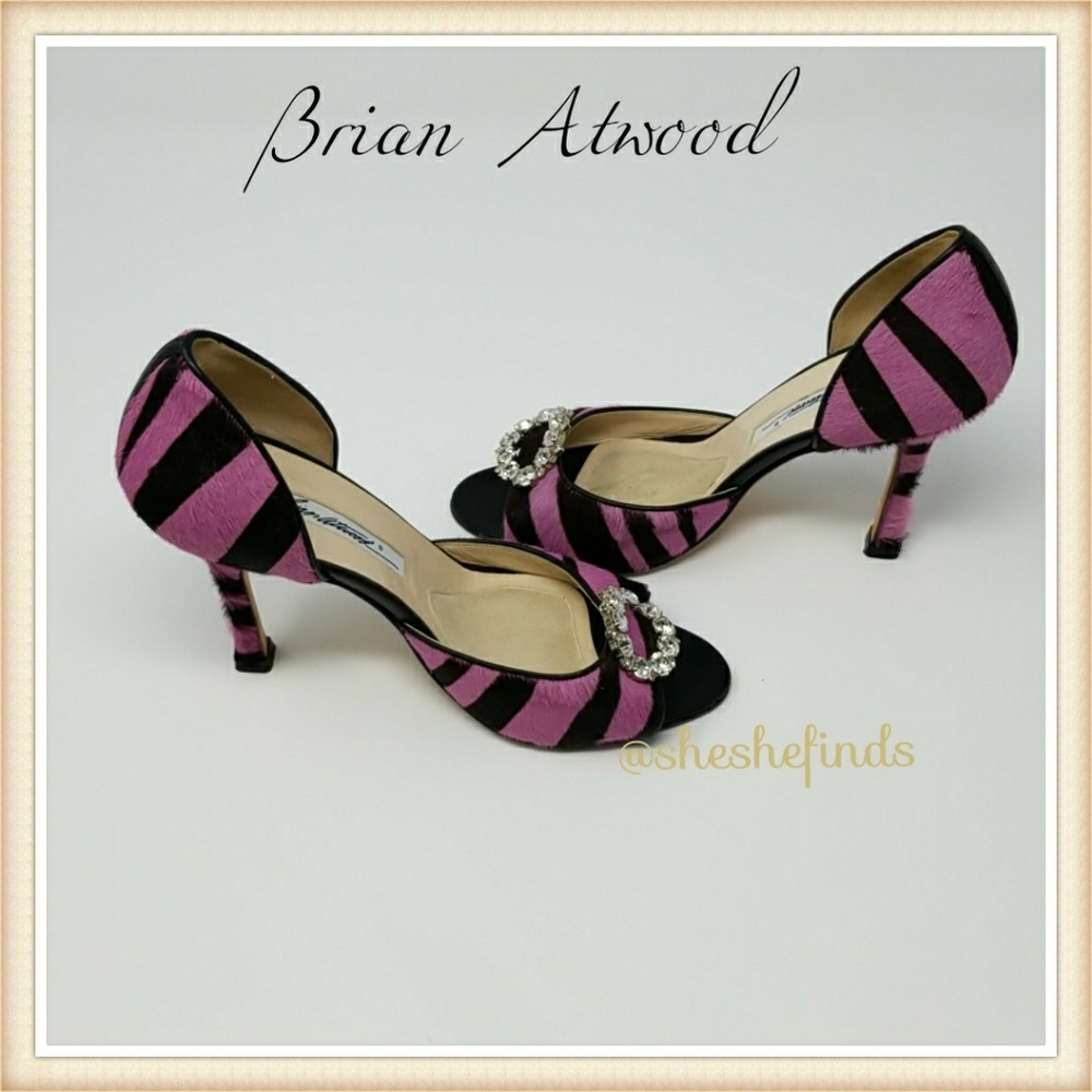 SOLD - BRIAN ATWOOD PINK ZEBRA PONYHAIR PUMPS  Designer Heels, SZ 5